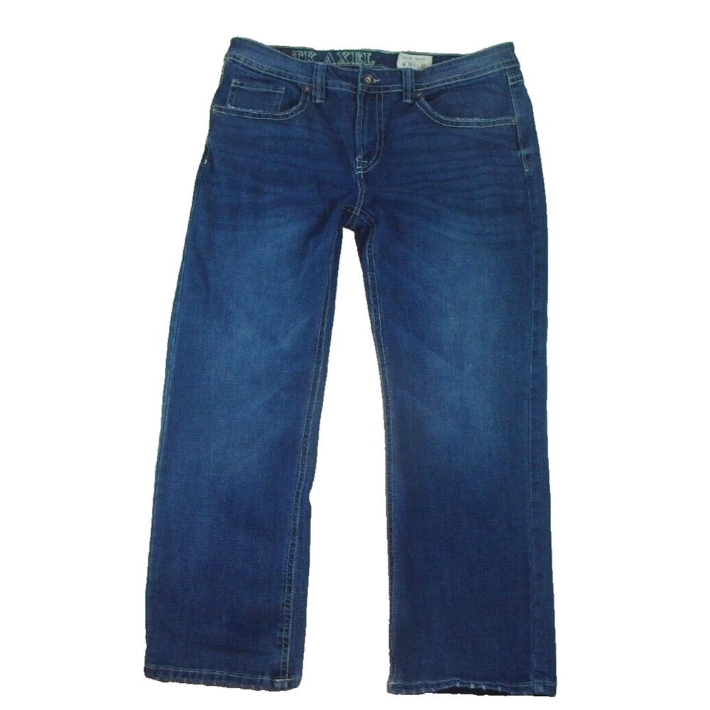 TK Axel Jeans Mens 38x30 Slim Boot Cut Denim Stretch Medium‎ Wash Distressed